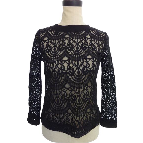 Banana Republic Crochet Lace Top Button Down Back Blouse XS - Picture 1 of 6